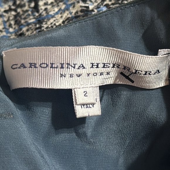 Carolina Herrera Blue Tweed Fitted Sheath Dress Midi Italy Size 2 Work Party - Picture 9 of 10
